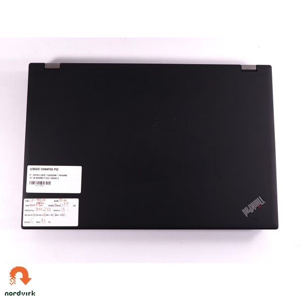 Lenovo ThinkPad P53 | i7-9850H 2.6GHz / 32GB RAM / 1TB NVME | 15" 4K Quadro T1000 4GB / Grade C